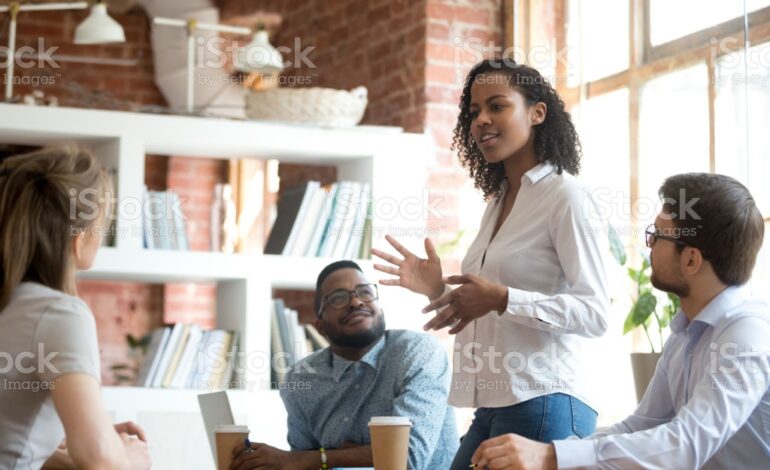 Ambitious African Black Female Employee Speaking At Diverse Meeting Picture Id1090216744 770x470